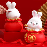 Maxbell Lucky Rabbit Statue Indoor Money Box Figurine for Store Desktop Office Lucky 16cmx16cmx24cm