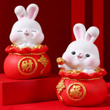 Maxbell Lucky Rabbit Statue Indoor Money Box Figurine for Store Desktop Office Money 11cmx11cmx18cm