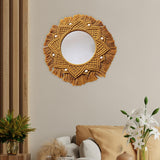 Maxbell Macrame Fringe Hanging Mirror Rope for Apartment Bedroom Living Room