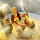 Maxbell Nativity Scene with LED Lights Birth of Jesus Manger Miniatures for Desktop