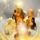 Maxbell Nativity Scene with LED Lights Birth of Jesus Manger Miniatures for Desktop
