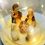 Maxbell Nativity Scene with LED Lights Birth of Jesus Manger Miniatures for Desktop