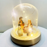 Maxbell Nativity Scene with LED Lights Birth of Jesus Manger Miniatures for Desktop