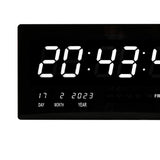 Maxbell Rectangle Digital Wall Clock USB Indoor Temperature Day of Week Large Number White