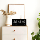 Maxbell Rectangle Digital Wall Clock USB Indoor Temperature Day of Week Large Number White
