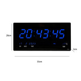 Maxbell Rectangle Digital Wall Clock USB Indoor Temperature Day of Week Large Number Blue