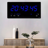 Maxbell Rectangle Digital Wall Clock USB Indoor Temperature Day of Week Large Number Blue