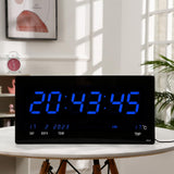 Maxbell Rectangle Digital Wall Clock USB Indoor Temperature Day of Week Large Number Blue