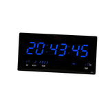 Maxbell Rectangle Digital Wall Clock USB Indoor Temperature Day of Week Large Number Blue
