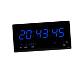 Maxbell Rectangle Digital Wall Clock USB Indoor Temperature Day of Week Large Number Blue
