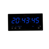 Maxbell Rectangle Digital Wall Clock USB Indoor Temperature Day of Week Large Number Blue
