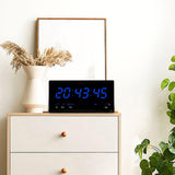 Maxbell Rectangle Digital Wall Clock USB Indoor Temperature Day of Week Large Number Blue