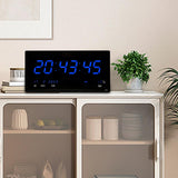Maxbell Rectangle Digital Wall Clock USB Indoor Temperature Day of Week Large Number Blue