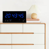 Maxbell Rectangle Digital Wall Clock USB Indoor Temperature Day of Week Large Number Blue
