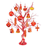 Maxbell Chinese New Year Decoration Artificial Bonsai Charm Pendants Home Decor with Pendant Red