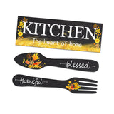 Maxbell Wall Decor Crafts Artwork Ornament Wooden Plaque for Coffee Entry Farmhouse Black