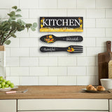 Maxbell Wall Decor Crafts Artwork Ornament Wooden Plaque for Coffee Entry Farmhouse Black