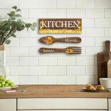 Maxbell Wall Decor Crafts Artwork Ornament Wooden Plaque for Coffee Entry Farmhouse Brown