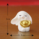 Maxbell Cartoon Rabbit Statue Animal Model Desk Ornament for Office Home Decor 3cmx3.3cm