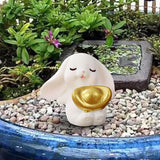 Maxbell Cartoon Rabbit Statue Animal Model Desk Ornament for Office Home Decor 3cmx3.3cm