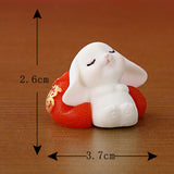 Maxbell Cartoon Rabbit Statue Animal Model Desk Ornament for Office Home Decor 2.6cmx3.7cm