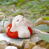 Maxbell Cartoon Rabbit Statue Animal Model Desk Ornament for Office Home Decor 2.6cmx3.7cm