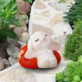 Maxbell Cartoon Rabbit Statue Animal Model Desk Ornament for Office Home Decor 2.6cmx3.7cm