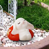 Maxbell Cartoon Rabbit Statue Animal Model Desk Ornament for Office Home Decor 2.6cmx3.7cm