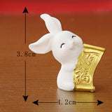 Maxbell Cartoon Rabbit Statue Animal Model Desk Ornament for Office Home Decor 3.8cmx4.2cm