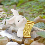 Maxbell Cartoon Rabbit Statue Animal Model Desk Ornament for Office Home Decor 3.8cmx4.2cm