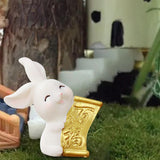 Maxbell Cartoon Rabbit Statue Animal Model Desk Ornament for Office Home Decor 3.8cmx4.2cm