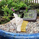 Maxbell Cartoon Rabbit Statue Animal Model Desk Ornament for Office Home Decor 3.8cmx4.2cm