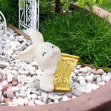 Maxbell Cartoon Rabbit Statue Animal Model Desk Ornament for Office Home Decor 3.8cmx4.2cm