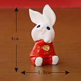 Maxbell Cartoon Rabbit Statue Animal Model Desk Ornament for Office Home Decor 4cmx1.9cm