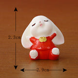 Maxbell Cartoon Rabbit Statue Animal Model Desk Ornament for Office Home Decor 2.3cmx2.9cm