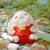 Maxbell Cartoon Rabbit Statue Animal Model Desk Ornament for Office Home Decor 2.3cmx2.9cm