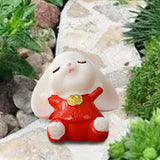 Maxbell Cartoon Rabbit Statue Animal Model Desk Ornament for Office Home Decor 2.3cmx2.9cm