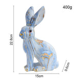 Maxbell Rabbit Statue Resin Animal Figurine Modern Art for Decoration Gift Crafts Blue Sitting