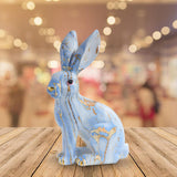 Maxbell Rabbit Statue Resin Animal Figurine Modern Art for Decoration Gift Crafts Blue Sitting