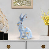 Maxbell Rabbit Statue Resin Animal Figurine Modern Art for Decoration Gift Crafts Blue Sitting