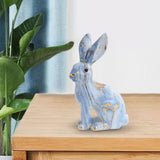 Maxbell Rabbit Statue Resin Animal Figurine Modern Art for Decoration Gift Crafts Blue Sitting