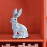 Maxbell Rabbit Statue Resin Animal Figurine Modern Art for Decoration Gift Crafts Blue Sitting