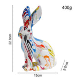 Maxbell Rabbit Statue Resin Animal Figurine Modern Art for Decoration Gift Crafts Graffiti Sitting