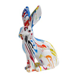 Maxbell Rabbit Statue Resin Animal Figurine Modern Art for Decoration Gift Crafts Graffiti Sitting