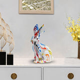 Maxbell Rabbit Statue Resin Animal Figurine Modern Art for Decoration Gift Crafts Graffiti Sitting