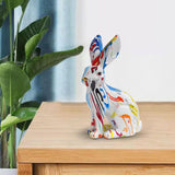Maxbell Rabbit Statue Resin Animal Figurine Modern Art for Decoration Gift Crafts Graffiti Sitting