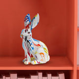 Maxbell Rabbit Statue Resin Animal Figurine Modern Art for Decoration Gift Crafts Graffiti Sitting