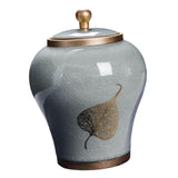 Maxbell Chinese Style Porcelain Ginger Jar Storage Jar Decorative Ceramic Vase Gray