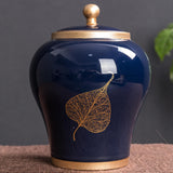 Maxbell Chinese Style Porcelain Ginger Jar Storage Jar Decorative Ceramic Vase Blue