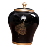 Maxbell Chinese Style Porcelain Ginger Jar Storage Jar Decorative Ceramic Vase Black